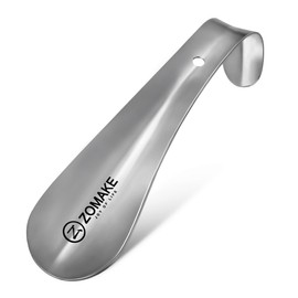 ZOMAKE Small Shoe Horn Metal Shoehorn 5.9 inch - Travel Shoe Horns for Seniors - Stainless Steel Shoe Horn Comfortable Handle with Hook(1 Pcs Silver)