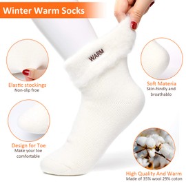 Homealexa 3 Pairs Slipper Fluffy Socks for Women and Ladies Men, Winter Heat Holding Sock Knitted Socks Warm Cotton Fuzzy Bed Slippers