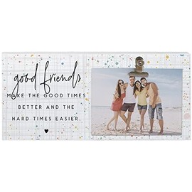 Simply Said, INC Picture Clips Photo Holder, Good Friends Make the Good Times Better, 12 x 5.5 inch Wood Photo Display Sign, Made in USA CLP1461