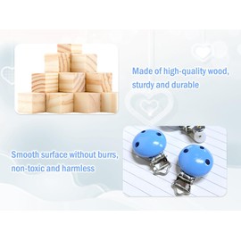 Hitopin Schnullerclip, 10 Stücke Schnuller Clips, Schnullerclip Holz, Schnullerclips Set, Schnuller Verschlüsse Halter, Schnullerketten Zubehör, Für DIY, Basteln (Dunkelblau)