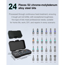 24-in-1 Magnetic T-Handle Ratchet Screwdriver Set, 24 S2 Bits