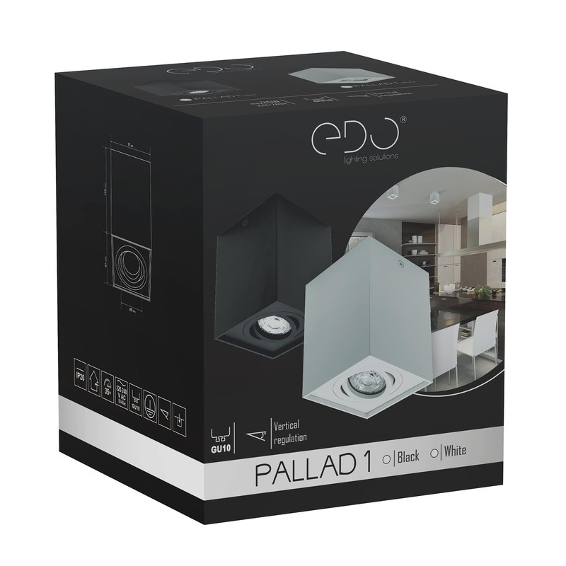 EDO PALLAD 1 Black GU10 Surface-Mounted Spotlight Aluminium Ceiling Light