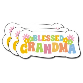 (3Pcs) Blessed Grandma Sticker, Decal Gifts Mom Decorate Books Laptop Phone Water Bottles Kindles Stickers Tumbler Sticker Waterproof Vinyl Decorate Sticker 3" Inch