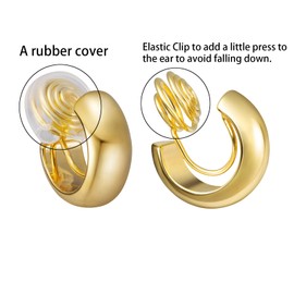 HAISWET Clip On Hoop Chunky Minimalist Small Earrings For Women Teens Huggie Earrings Non-piercing Clip Earrings Birthday Gift