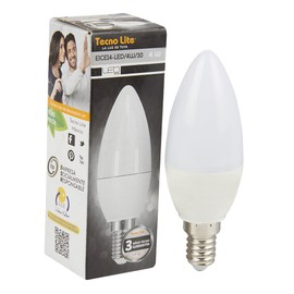 Tecnolite - Foco Vela C25 LED 4 W, Luz Suave Cálida, Base E14, No atenuable