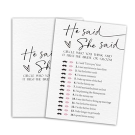 IKFRGN Minimal White Bridal Shower Game, He Said She Said Game Cards, 30 Wedding Party Game Cards for Couple-to-Be, Newlyweds, Bride & Groom Funny Activities Supplies & Decorations - A08