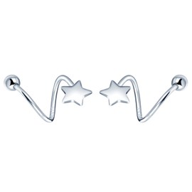 INFINIONLY Star Helix Spiral Piercing Earrings, 925 Silver Earrings, Hoop Earrings, Balls, Spiral Ring Piercing, Tragus Ring Earrings, Hypoallergenic Earrings for Women and Girls, Sterling Silver