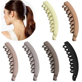 6 Pieces Banana Hair Clips,5 Inch Large Banana Clip for Thin Fine Thick hair,Non Slip Banana Claw Clips for Women
