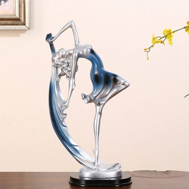 Dancing Girl Figurine Resin Table Decoration Ornament ,Blue,23x11cm