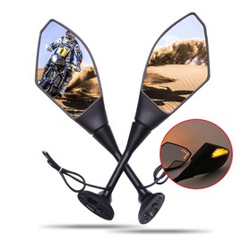 DREAMIZER Motorcycle Mirrors with LED Turn Signal Rear View Side Mirror Compatible with CBR250RR 300RR CBR600RR 1000RR GSXR600 GSXR750 - Yellow Arrow Light，Matte Black