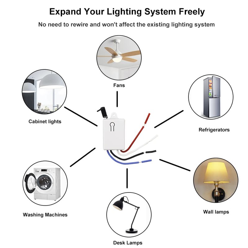 QIACHIP Light Switch and Mini Receiver Kit, 200ft RF Range,AC