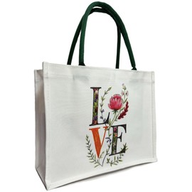 Waterproof Canvas Tote Bag with Durable Eco Fabric, Original Print, Large Everyday Capacity for Work, Shopping, Travel, Off-white, Large