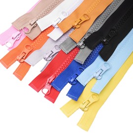 ftiemlovde 10 Colours 5 mm Zip Separable Various Lengths #5 Colourful Zip 40 cm Long Black Red White Grey Blue Zips Plastic Buy for Jacket for Sewing (Pack of 10)