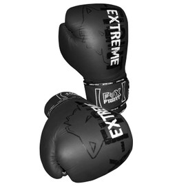 FOX-FIGHT Extreme Boxing Gloves Professional High Quality Premium Quality Genuine Leather Sandbag Training Sparring Muay Thai Kickbox Freefight Martial Arts BJJ Gloves 12 oz Black/White