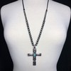 Long Cross Simulated Turquoise Stone Western Style Necklace & Earrings