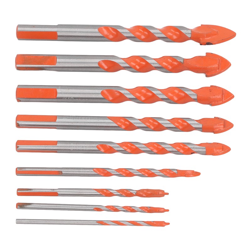 9Pcs Masonry Drill Bits Set Cemented Carbide Industrial Strength Carbide