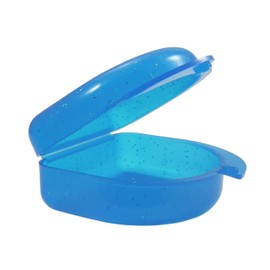 Glitter Gumshield Case - Mouthguard Box for Ortho Retainers, Sports Dental Appliances, Dentures & More (Glitter Blue)