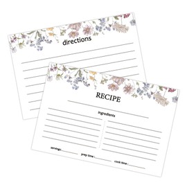 Laroder 50 Pack 4x6 Recipe Cards Double Sided for Wildflower Bridal Shower Wedding Cooking Kitchen Restaurants Housewarming, Recipe Cardstock Paper White Index Cards Ruled