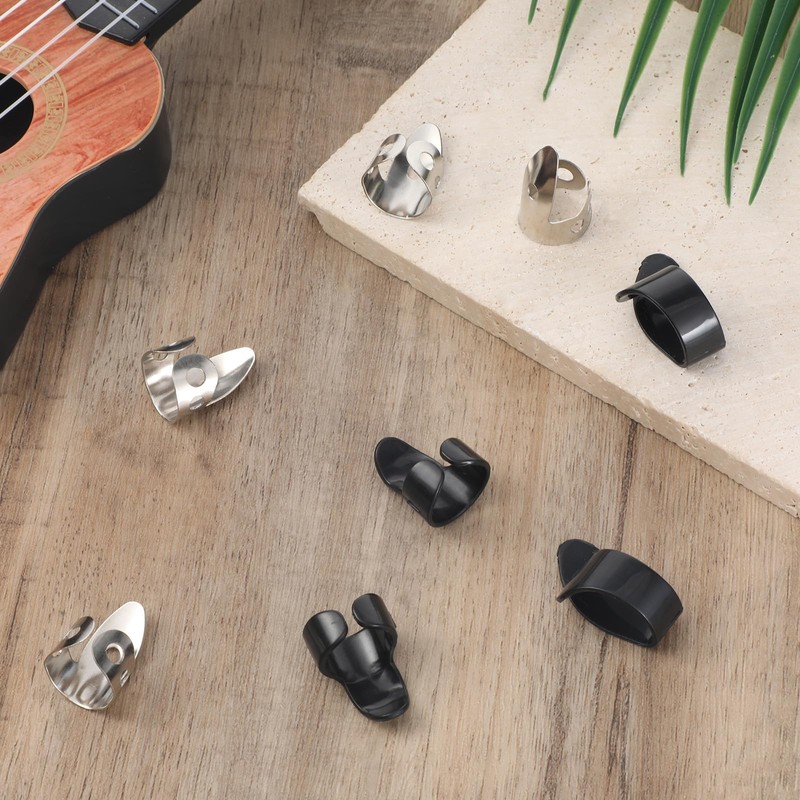 8 Pcs Guitar Finger Picks, tainless Steel Banjo Picks Adjustable