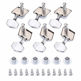Dilwe Guitar Mechanics, Pack of 6 Tuning Pegs, 6 Pieces Threaded Sockets, 12 Screws for Electric Acoustic Guitar, Sportinggoods Accessories for Acoustic Guitars, Sportinggoods Accessories for Acoustic