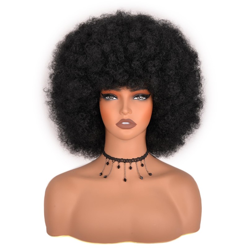 Vitorish Afro Wigs for Black Women 12Inches Glueless Synthetic Short