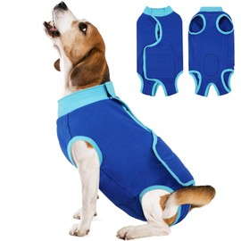 Kuoser Dog Bodysuit After Op, Adjustable Body Dog Castration , Breathable Body Dogs After Surgery , Body for Dogs After Op, Alternative Cervical Collar, Blue, XS