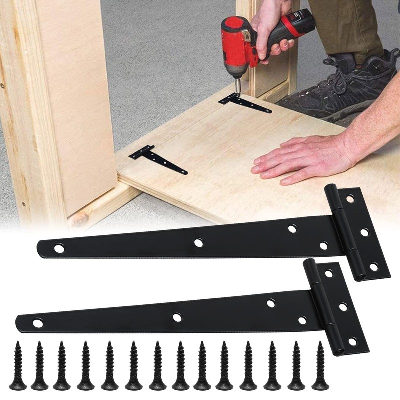 2 Pcs Heavy Duty T Hinges with Mounting Screw, 8