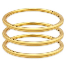 YBMYCM 3 Pack Gold Bangle Bracelet for Women Classic Lightweight Stacking Stainless Steel Bracelet 18K Gold Plated Open Bangles Gift Jewelry