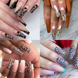 Leopard Nail Foil Transfer Stickers Nail Art Supplies, Animal Print Nail Foil Decals, Leopard Print Nails Foils Design for Women Manicure Tip Decorations Acrylic Nails Charms Decorations (10 Sheets)