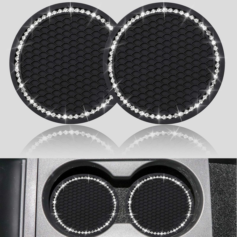 yousheng 2PCS Bling Car Cup Coaster, Universal Vehicle Bling Holder