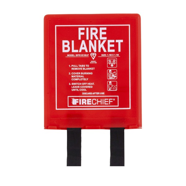 Firechief BPR1/K100-P Fire Blanket, Rigid Case, 1.1 m x 1.1 m, Red