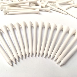 Tour Fit Premium Wooden Golf Tees - 70mm Length | White | Biodegradable & Eco-Friendly | Plastic-Free Golf Accessories (Pack of 100 White Tees 70 mm)