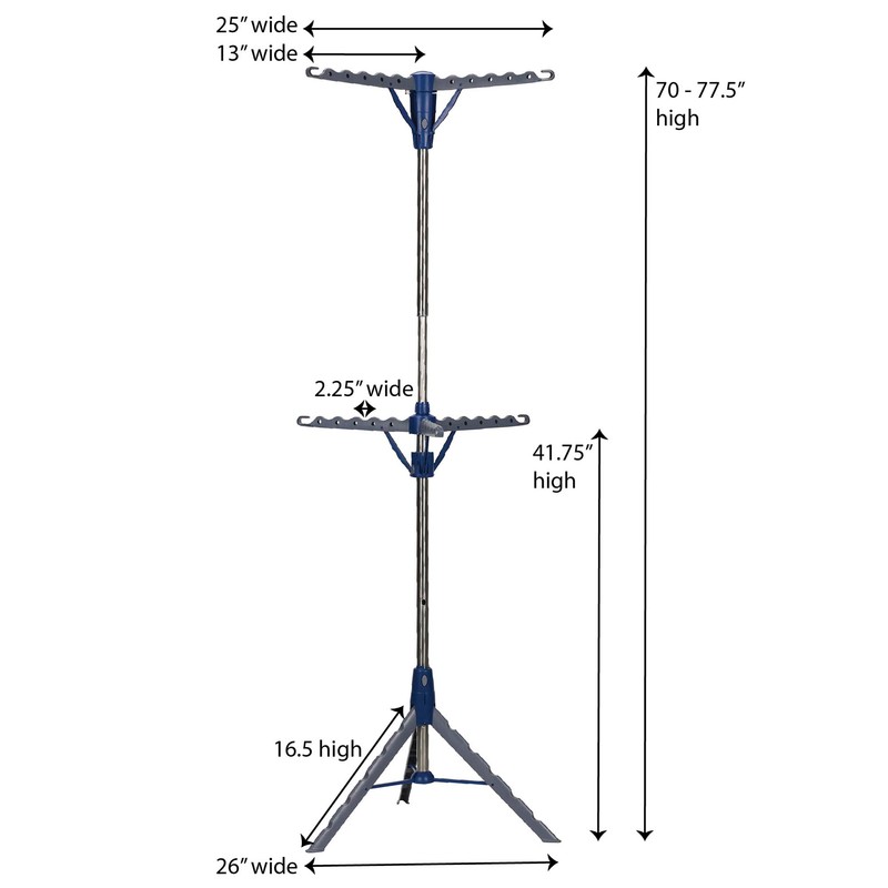 Household Essentials 5012-1 Portable 2-Tier Clothes Drying Rack Tri-pod |