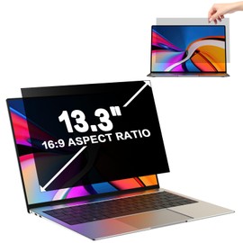 GUDTEKE Laptop Privacy Screen 13.3 Inch Laptop Screen Privacy Shield 16:9 Aspect Removable Privacy Screen Compatible with Lenovo/HP/Dell, Blue Light UV-Blocking Screen Privacy Filter