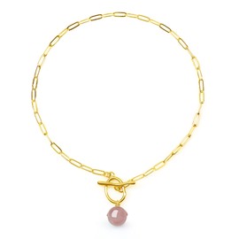 COAI Women's Necklace with Gemstone Pendant, Stone, smokey quartz