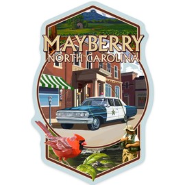 Die Cut Sticker Mayberry, North Carolina, Montage Scenes, Contour Vinyl Sticker 1 to 3 inches (Waterproof Decal for Cars, Water Bottles, Laptops, Coolers), Small