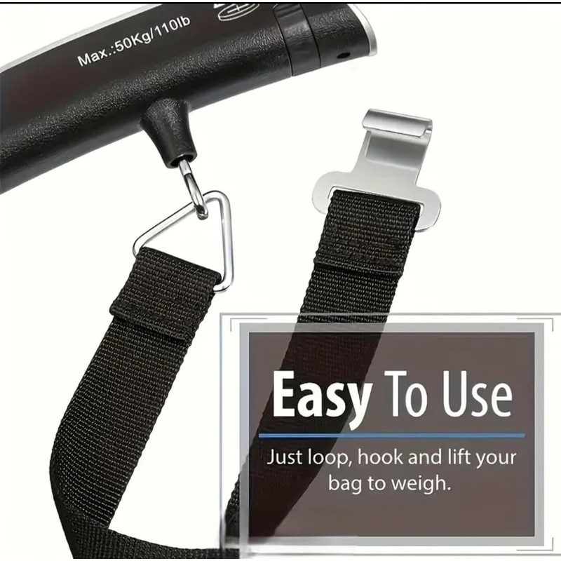 Digital Luggage Scale with LCD Display, 50kg Capacity, Handheld Baggage