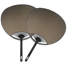 Japanese Fan, Black, Plain, Set of 2, Regular Size (Width: 9.5 inches (242 mm), Height: 13.6 inches (344 mm), For Handmade