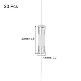 sourcing map 20Pcs Time Delay Fuse Lead Wire Ceramic Fuses 5mm x 20mm 250V 15A Fuse for Repair Circuit Boards,Lighting Equipment, Instrumentation,Home Appliance