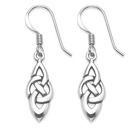 Gift Boxed Sterling Silver Celtic Earrings - SIZE: Small - 17mm (plus ear wires - total length 32mm) 6401
