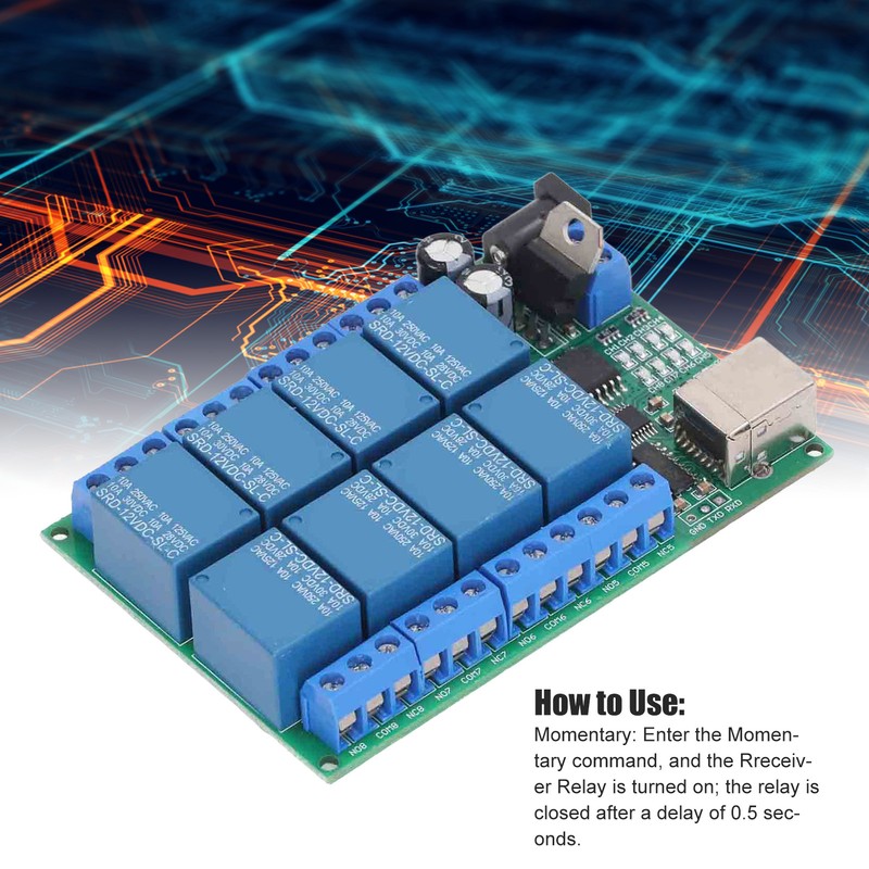 8 Channel Relay Module DC12V UART Serial Port Switch PLC