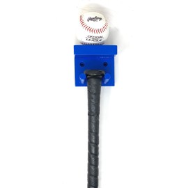 MWCSPORTS Full Size Bat and Ball Rack/Softball Holder Wall Mount Wood Display (Blue)