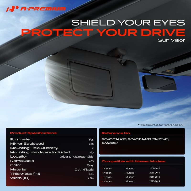A-Premium Driver & Passenger Sun Visor Compatible with Nissan Murano