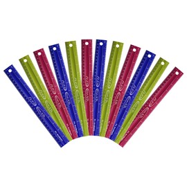 It's Academic Flexi Rulers, 12 Inches and 30 Cms, Flexible Plastic Straight Edges, Perfect for Teachers, Classrooms, 3 Bright Colors, 12 Pack