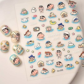Summer Hot Spring Crayon Shin-chan Nail Sticker JS CO-235 Albino Swim, 1 Piece / 여름 온천 짱구 네일스티커 JS CO-235 흰둥이 수영, 1개