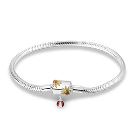 MULA 925 Sterling Silver Snake Chain Charm Bracelets for Women Butterfly Heart Lucky Bracelets for Friends Family