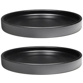 2 Pack Ceramic Plant Saucer Pot Tray 6 Inch, Planter Saucers 4 5 6 7 8 9 10 11 12 13 Inch for Indoors Outdoor, Durable Sturdy Flower Drainage drip Water Tray for Glazed Pots Base (6.4 Inch-Black)