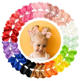 30pcs Hair Bows for Girls 3" Toddler Bows Clips Boutique Bow Grosgrain Ribbon Alligator Clips Kids Teens Hair Accessories
