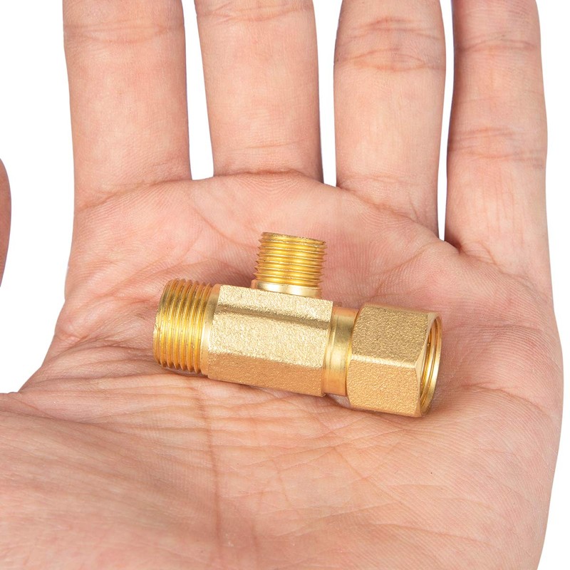 Breezliy Brass Angle Stop Add-A-Tee Valve,3/8-Inch Compression Inlet X 3/8-Inch
