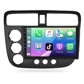 Motorsi 2+64G Car Stereo Radio for Honda Civic 2001 2002 2003 2004 2005 with Carplay Android Auto 9" Touch Screen Android Audio with GPS Navigation Mirror Link RDS/FM Bluetooth Hi-Fi Backup Camera